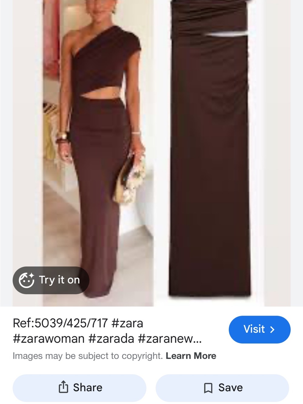 Zara Chocolate Brown One-Shoulder Cutout Maxi Skirt